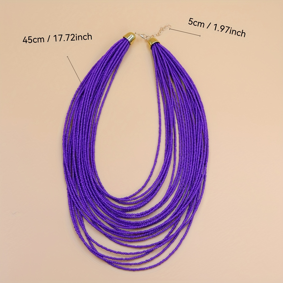 Bohemian Purple Beaded Necklace Braided Finish